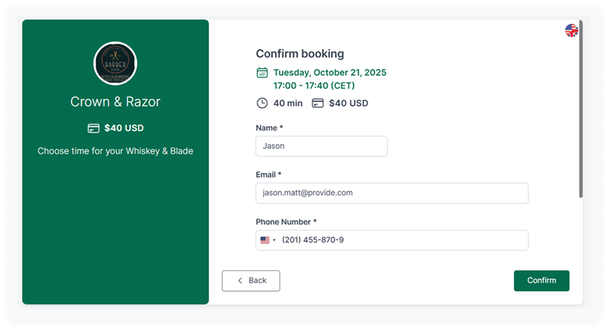 screenshot of custom fields on koalendar barber shop booking sooftware for promotion ideas